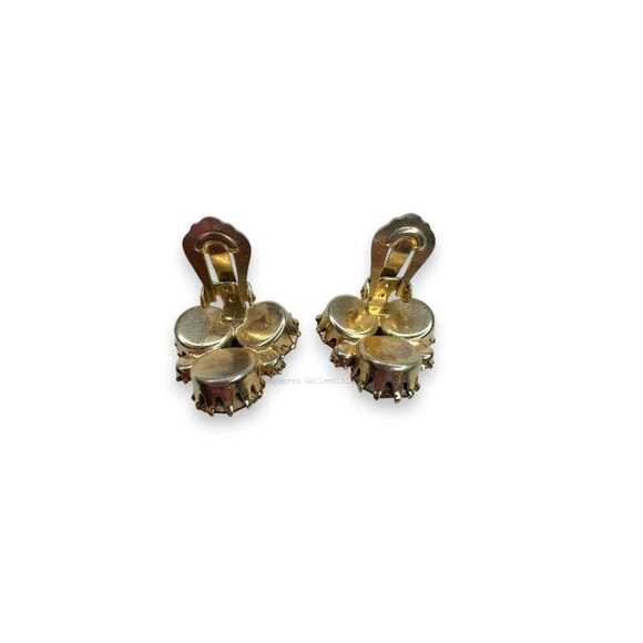 Weiss Brown Tan Topaz Aurora Borealis Crystal Brooch Clip On Earring Set Vintage - Picture 5 of 12